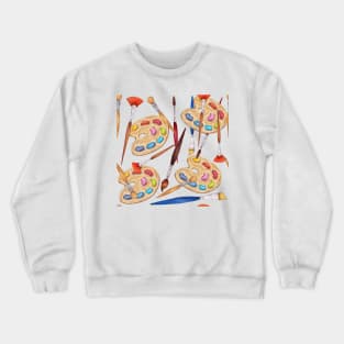 pattern palette with brushes Crewneck Sweatshirt